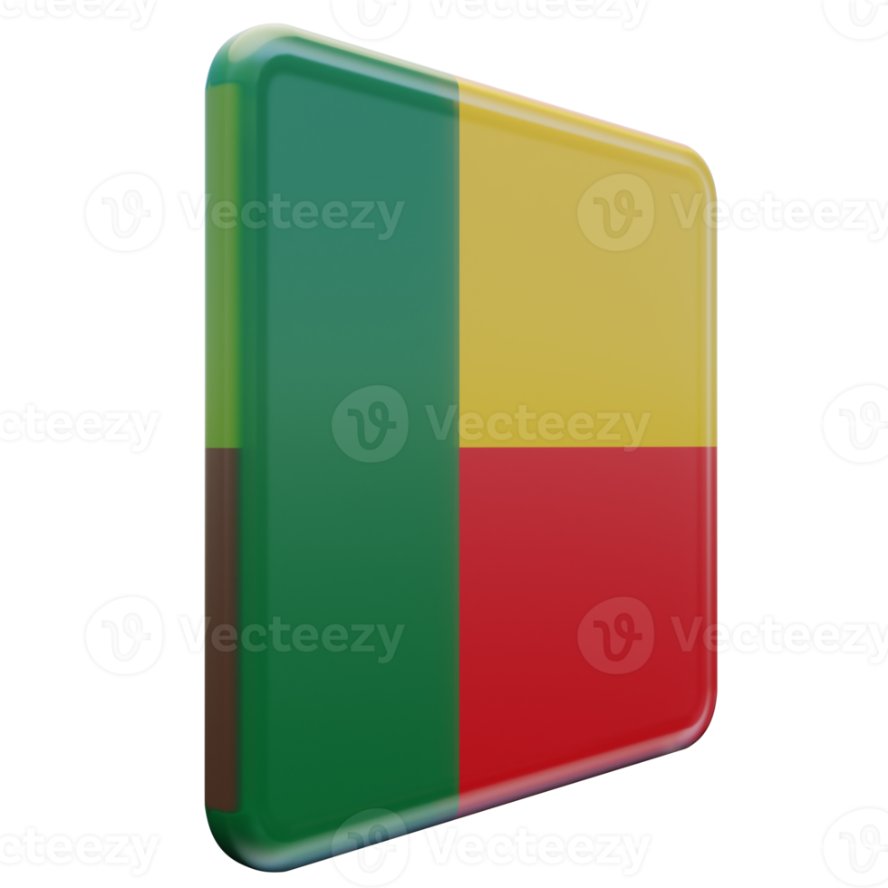 benin linke ansicht 3d texturierte glänzende quadratische flagge png