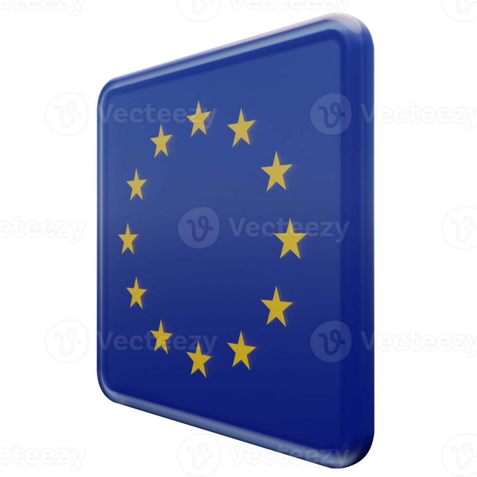 European Union Right View 3d textured glossy square flag png