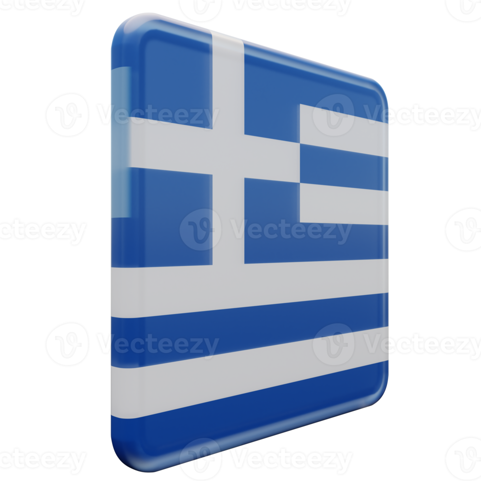 Greece Left View 3d textured glossy square flag png