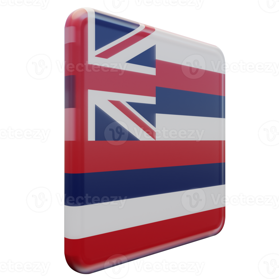 hawaii vista esquerda 3d bandeira quadrada brilhante texturizada png