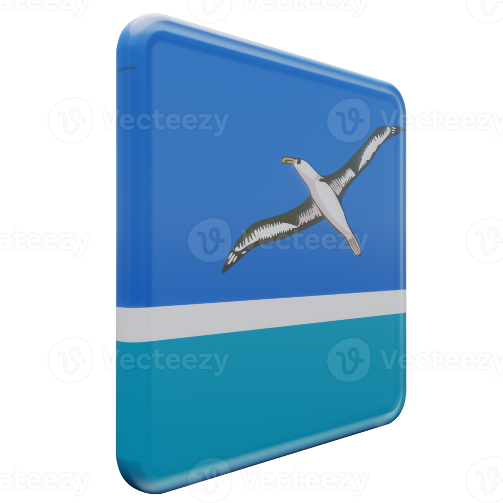 Midway Islands Left View 3d textured glossy square flag png