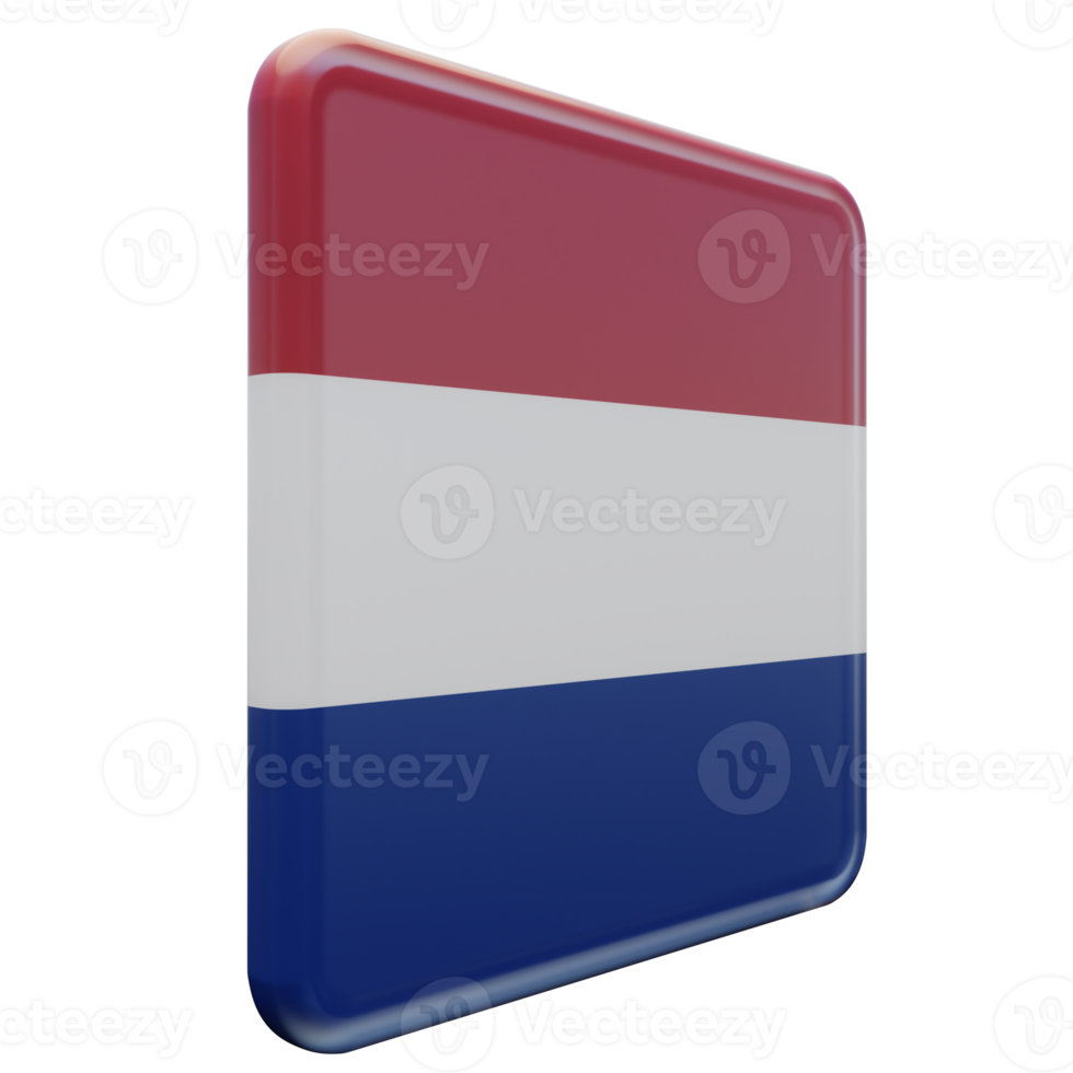 Netherlands Left View 3d textured glossy square flag png