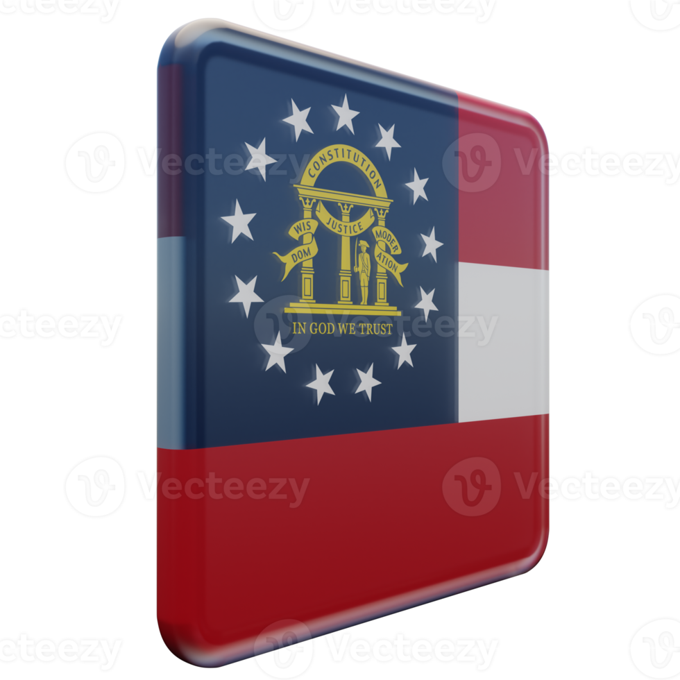 US Georgia Left View 3d textured glossy square flag png