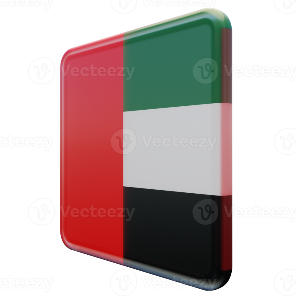 unito arabo Emirates giusto Visualizza 3d strutturato lucido piazza bandiera png