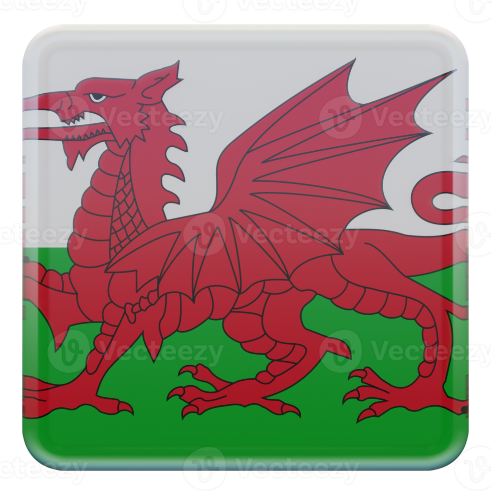 Wales 3d textured glossy square flag png