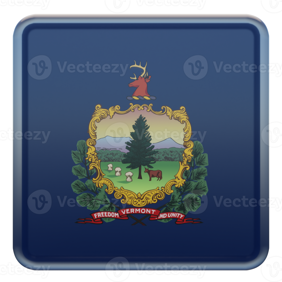 vermont 3d bandeira quadrada brilhante texturizada png