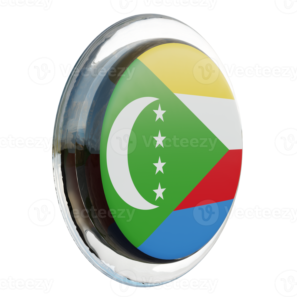 Comoros Left View 3d textured glossy circle flag png