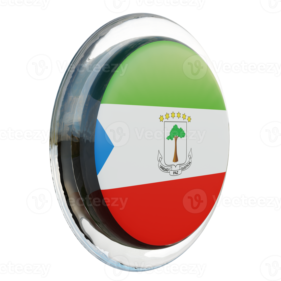 Equatorial Guinea Left View 3d textured glossy circle flag png