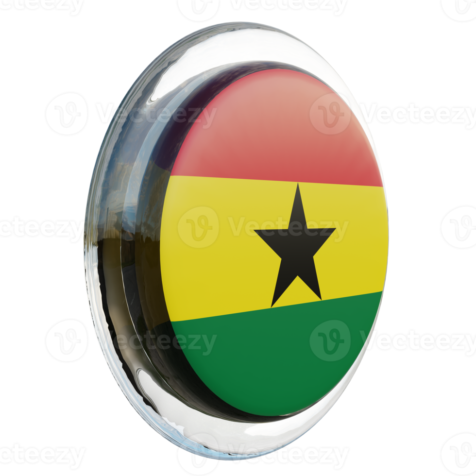 Ghana Left View 3d textured glossy circle flag png