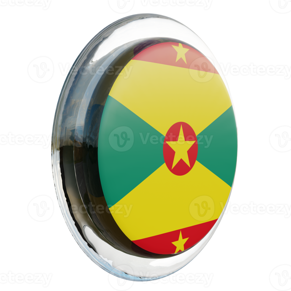 Grenada Left View 3d textured glossy circle flag png