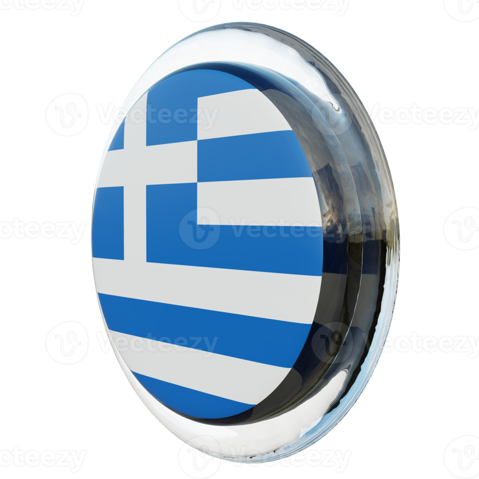 Greece Right View 3d textured glossy circle flag png