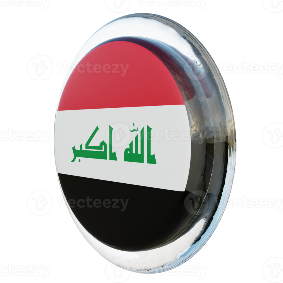 Iraq Right View 3d textured glossy circle flag png