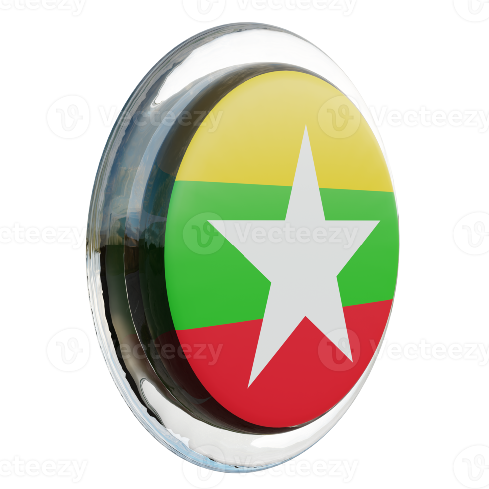Myanmar links visie 3d getextureerde glanzend cirkel vlag png