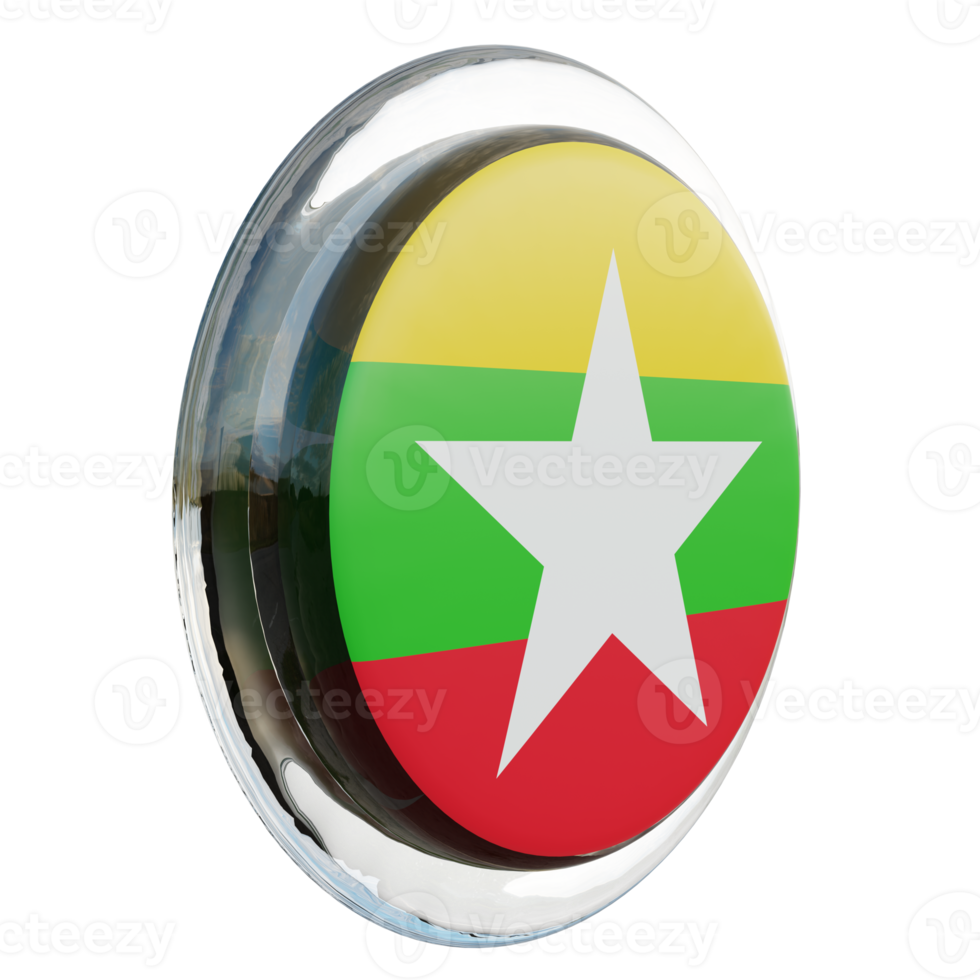 Myanmar Left View 3d textured glossy circle flag png