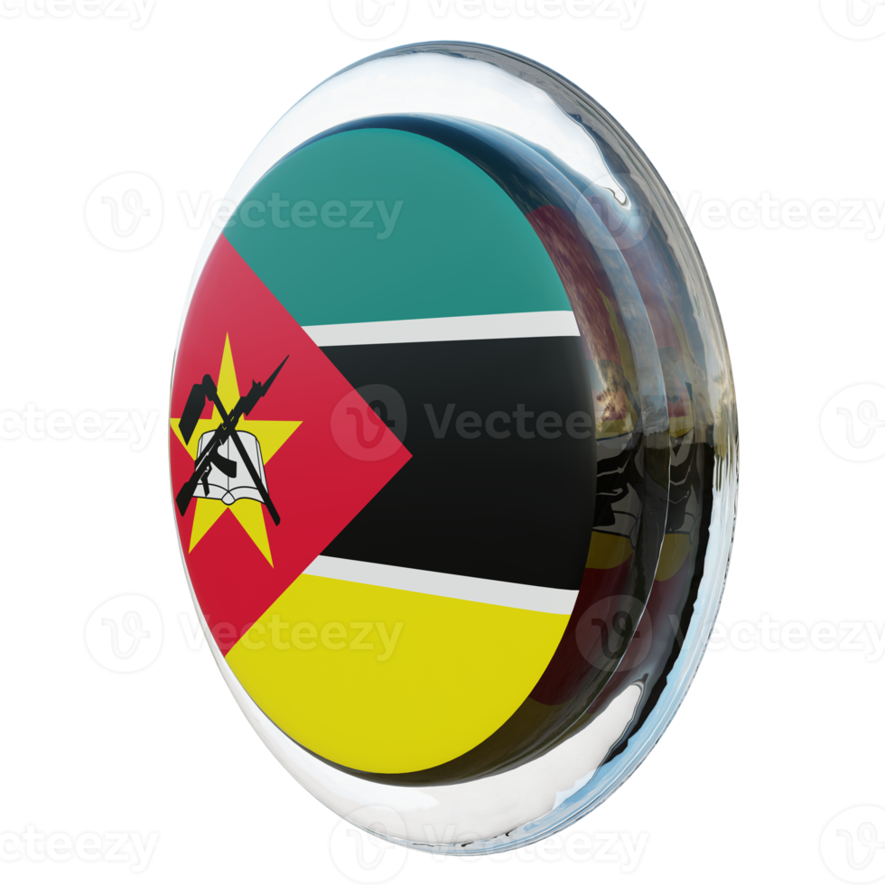 Mozambique Right View 3d textured glossy circle flag png