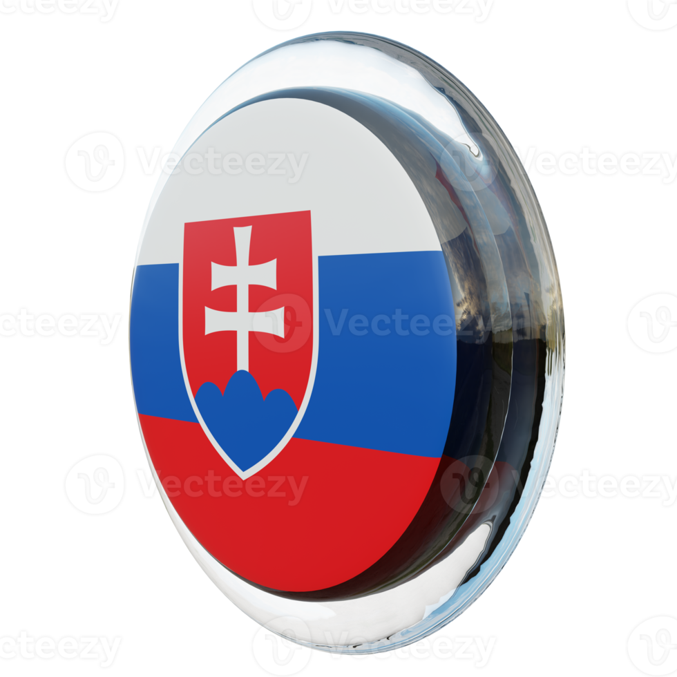 Slowakije Rechtsaf visie 3d getextureerde glanzend cirkel vlag png