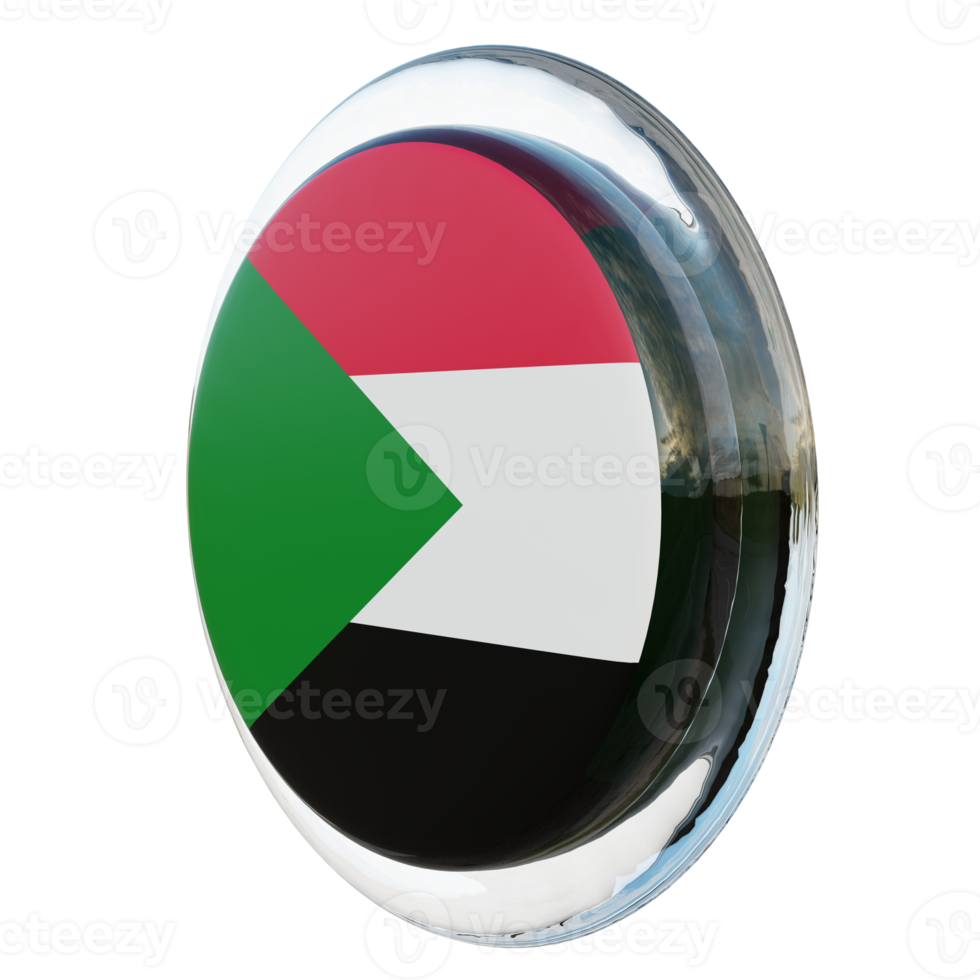 Sudan Right View 3d textured glossy circle flag png