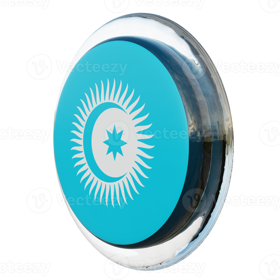 Turkic Council Right View 3d textured glossy circle flag png