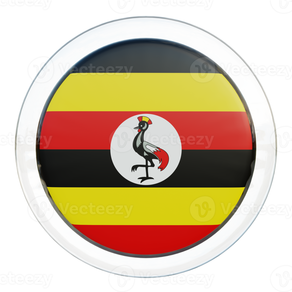 Uganda 3d textured glossy circle flag png