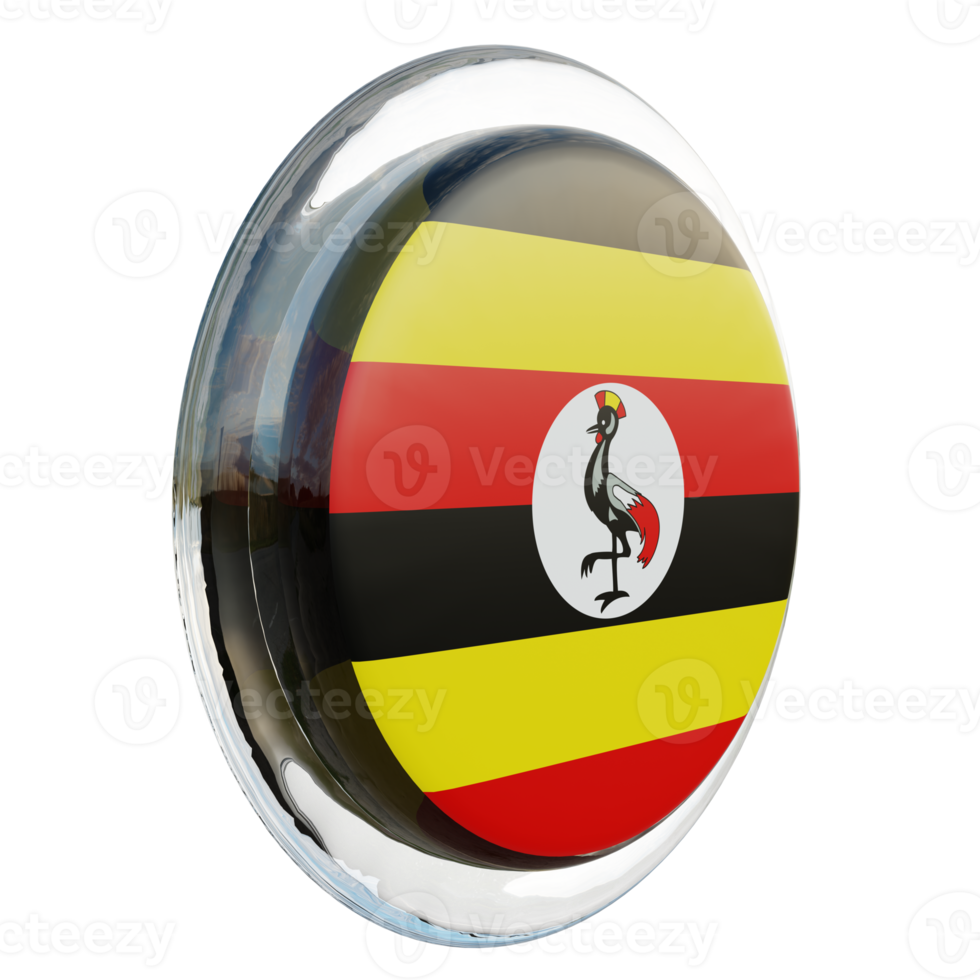 Uganda Left View 3d textured glossy circle flag png