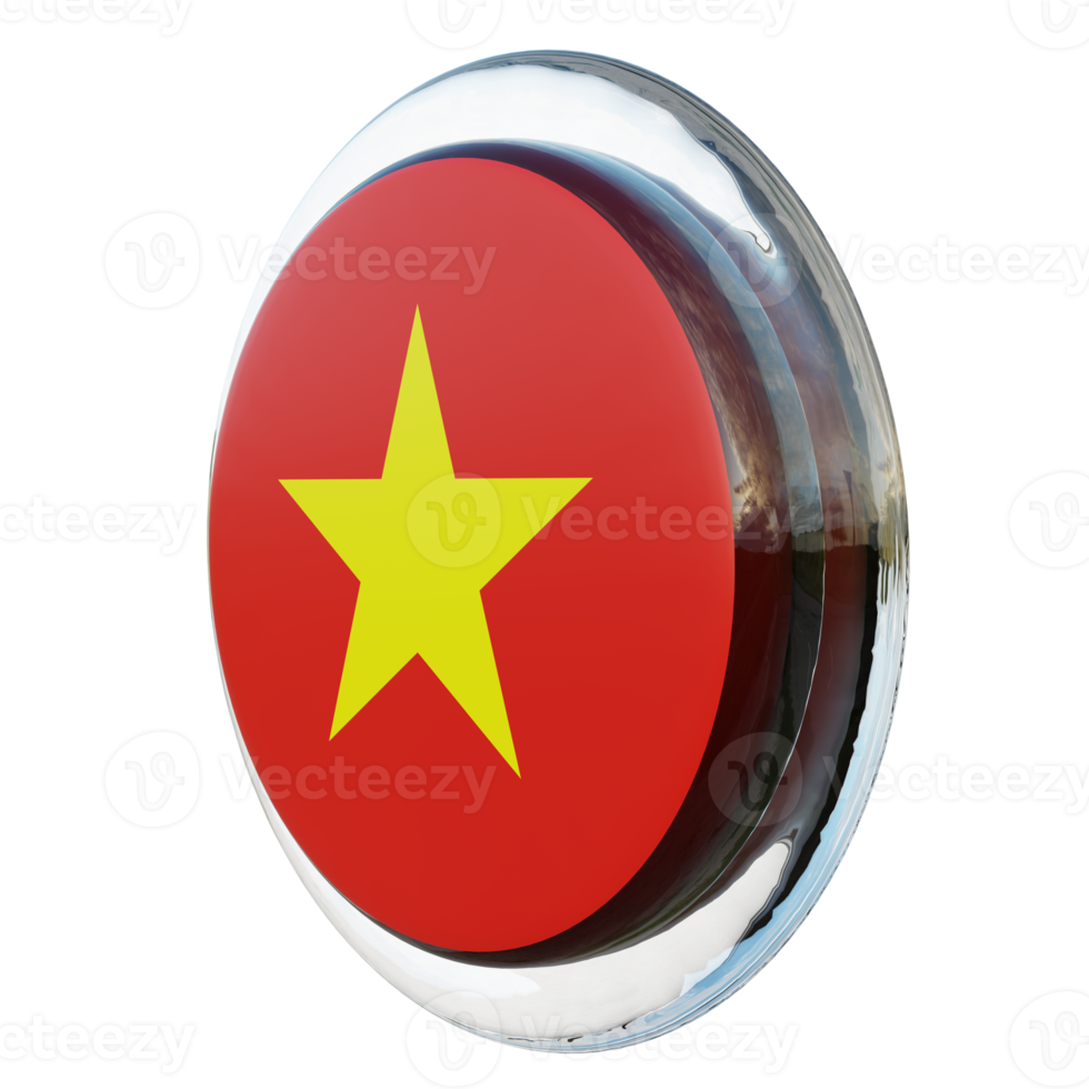 Vietnam Rechtsaf visie 3d getextureerde glanzend cirkel vlag png