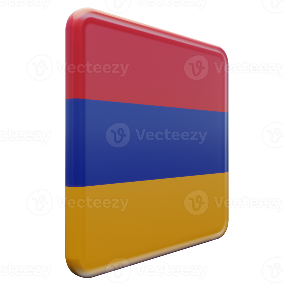Armenia Left View 3d textured glossy square flag png