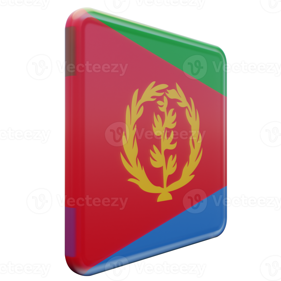 Eritrea Left View 3d textured glossy square flag png