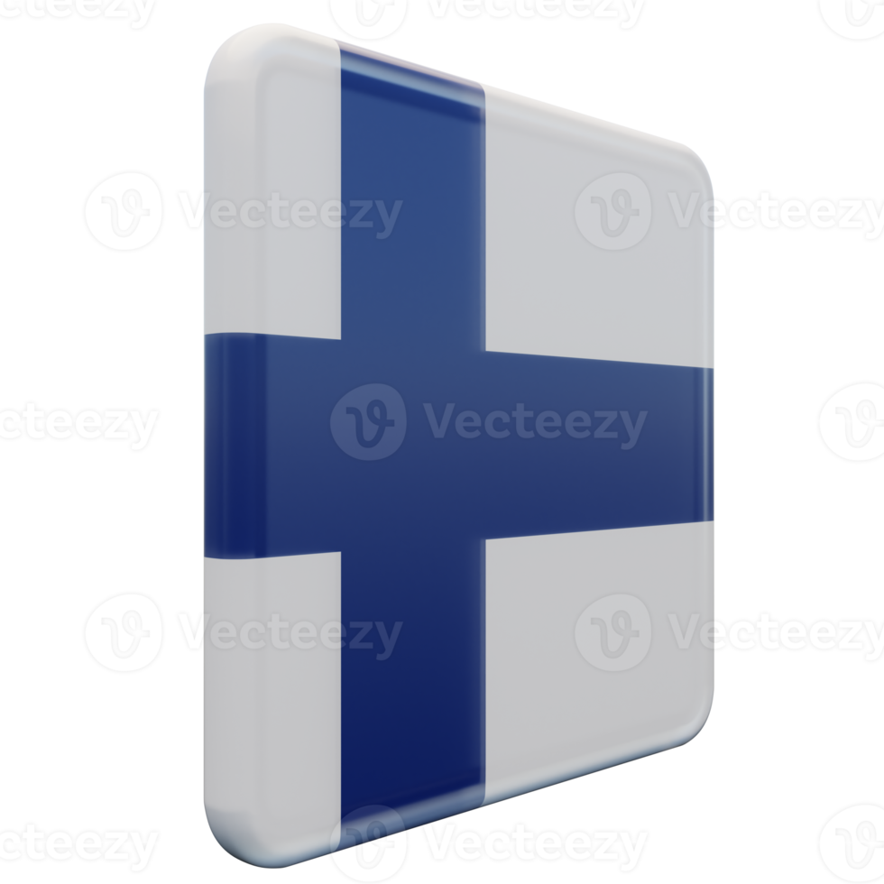 Finland Left View 3d textured glossy square flag png