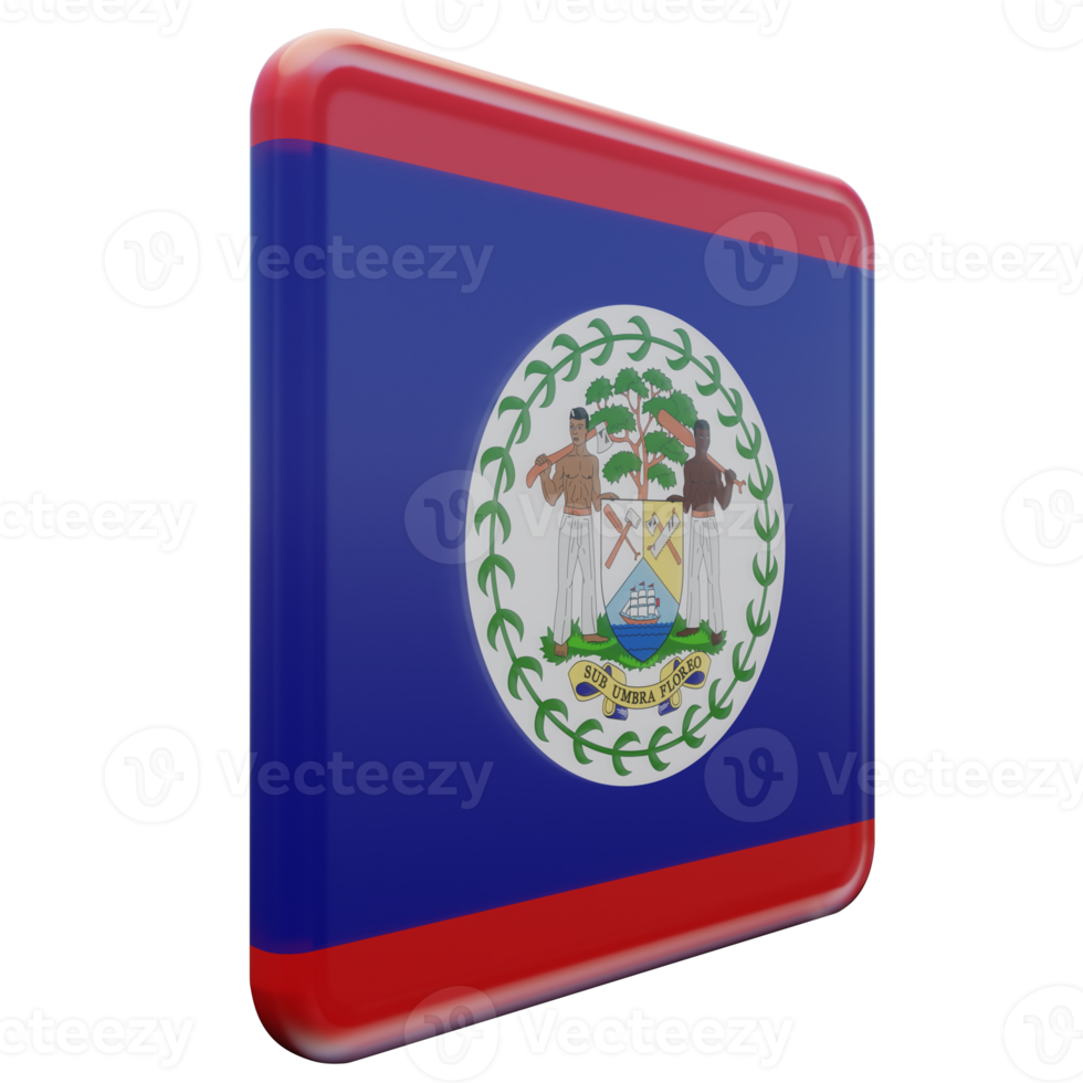 Belize Left View 3d textured glossy square flag png
