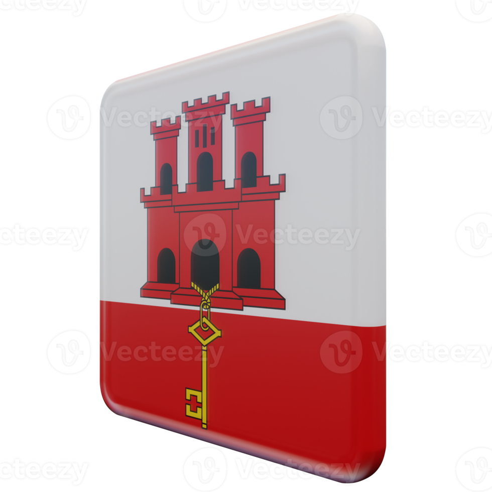 Gibraltar Right View 3d textured glossy square flag png