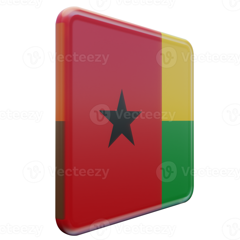 guinea bissau linke ansicht 3d texturierte glänzende quadratische flagge png