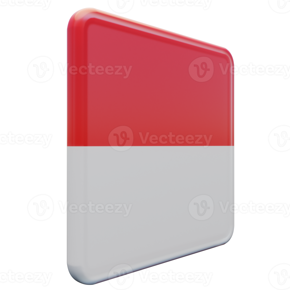Indonesia Left View 3d textured glossy square flag png