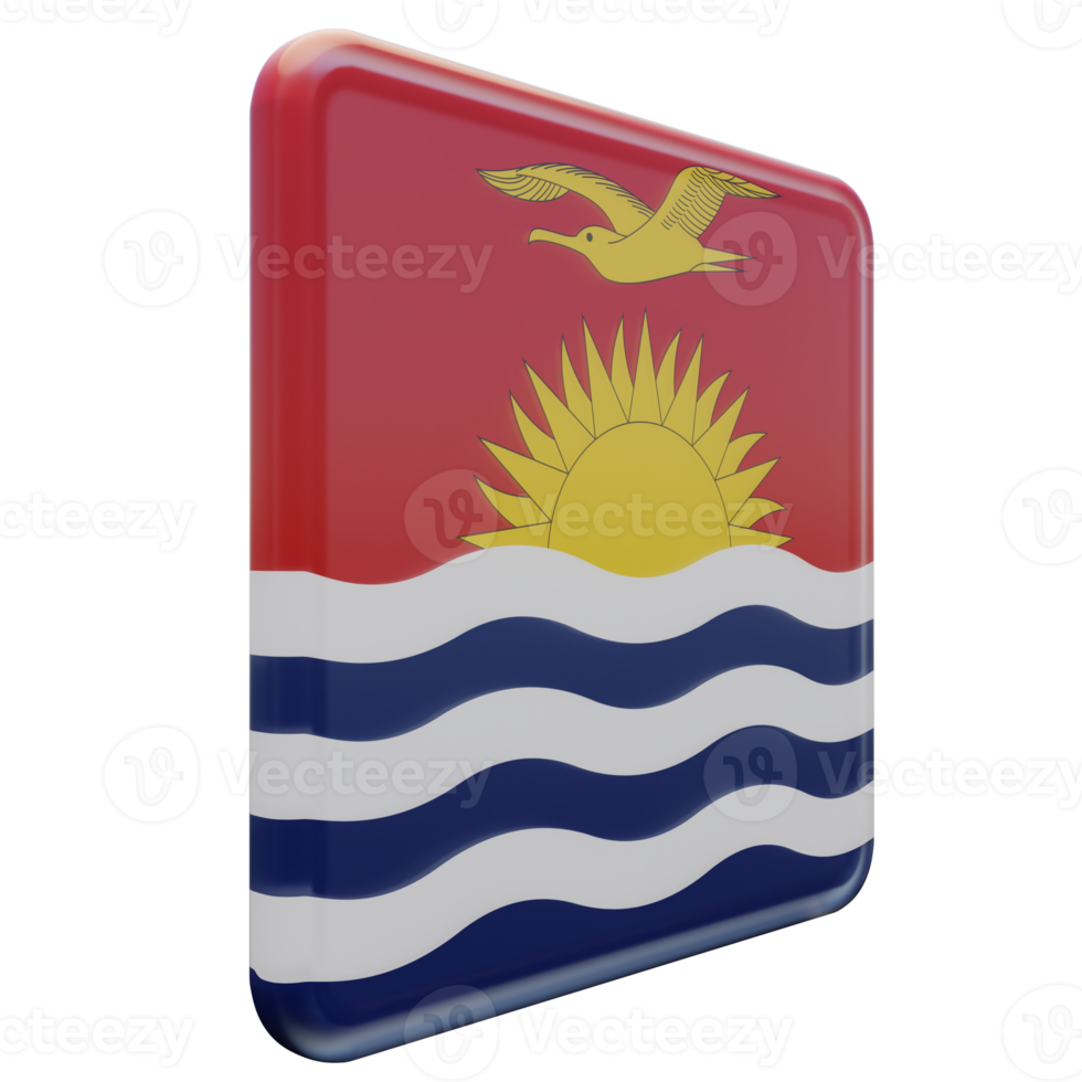 Kiribati Left View 3d textured glossy square flag png