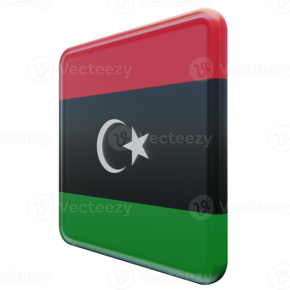 Libya Right View 3d textured glossy square flag png