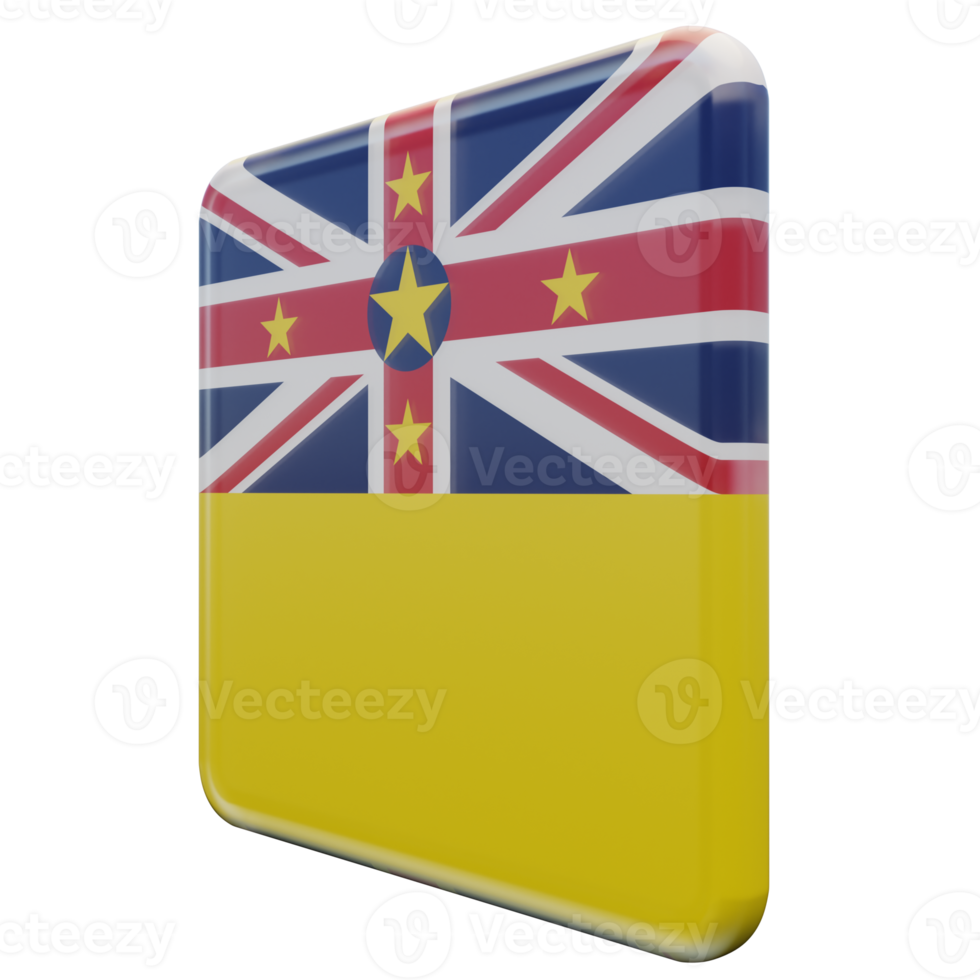 Niue Right View 3d textured glossy square flag png
