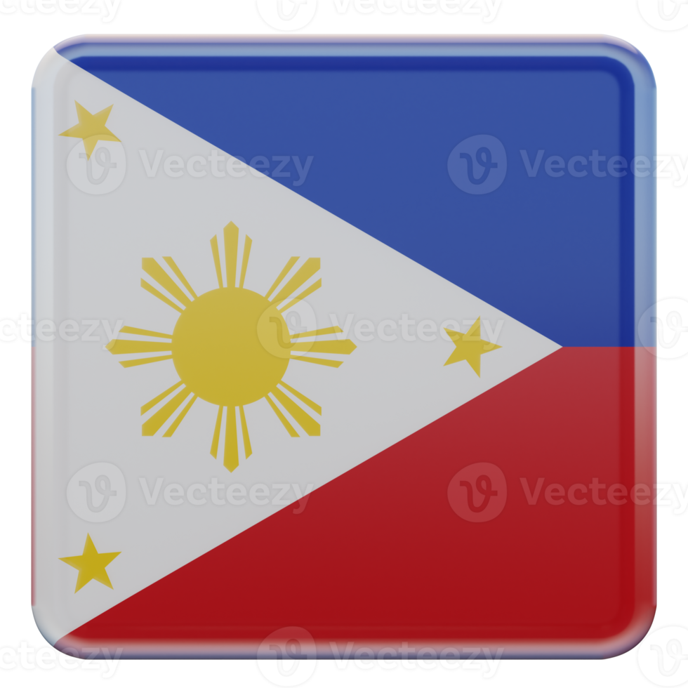 drapeau carré brillant texturé philippines 3d png