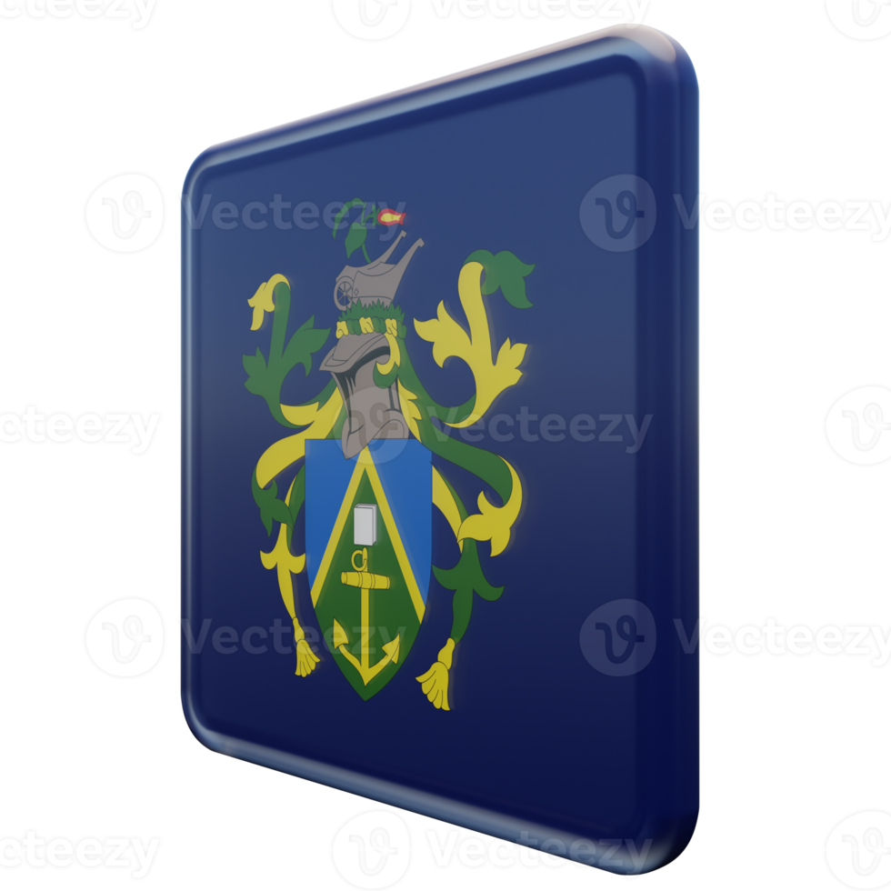 Pitcairn Islands Right View 3d textured glossy square flag png
