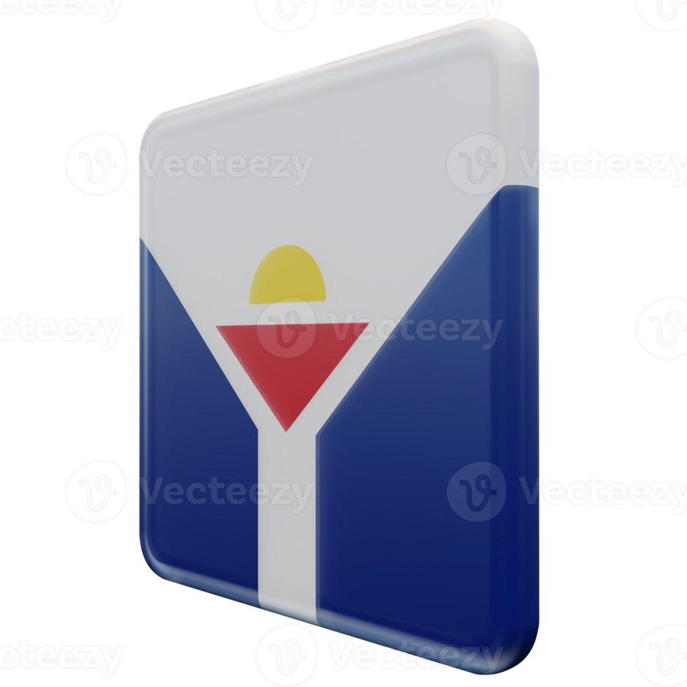 Saint Martin Right View 3d textured glossy square flag png