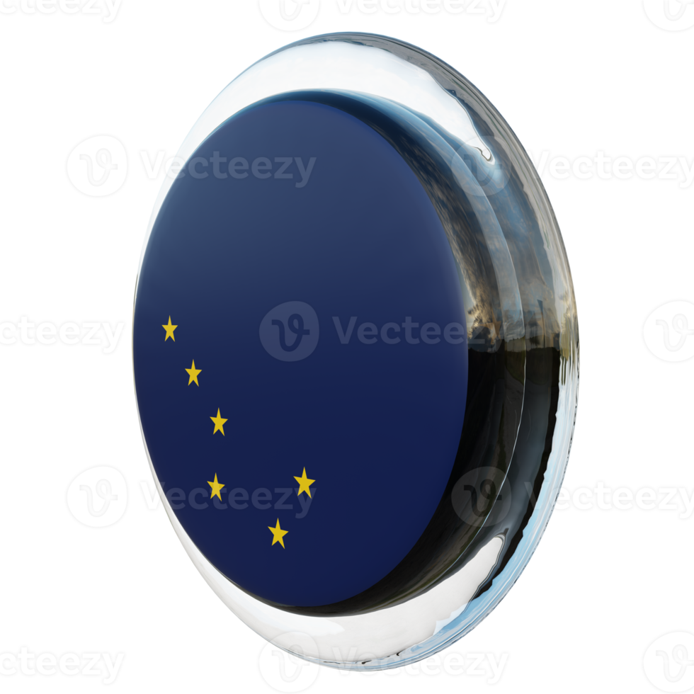 Alaska Right View 3d textured glossy circle flag png