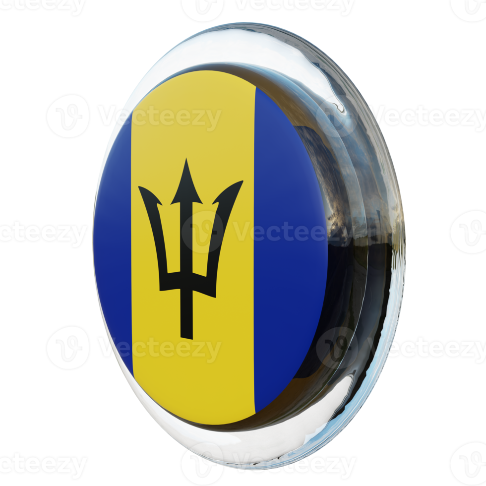 Barbados Right View 3d textured glossy circle flag png