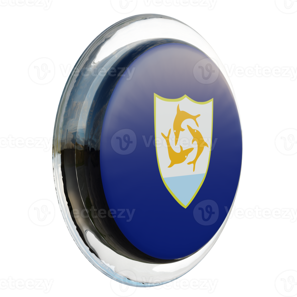 Anguilla Left View 3d textured glossy circle flag png