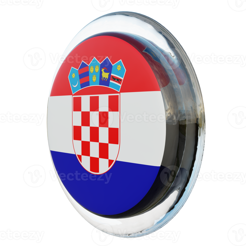 Croatia Right View 3d textured glossy circle flag png