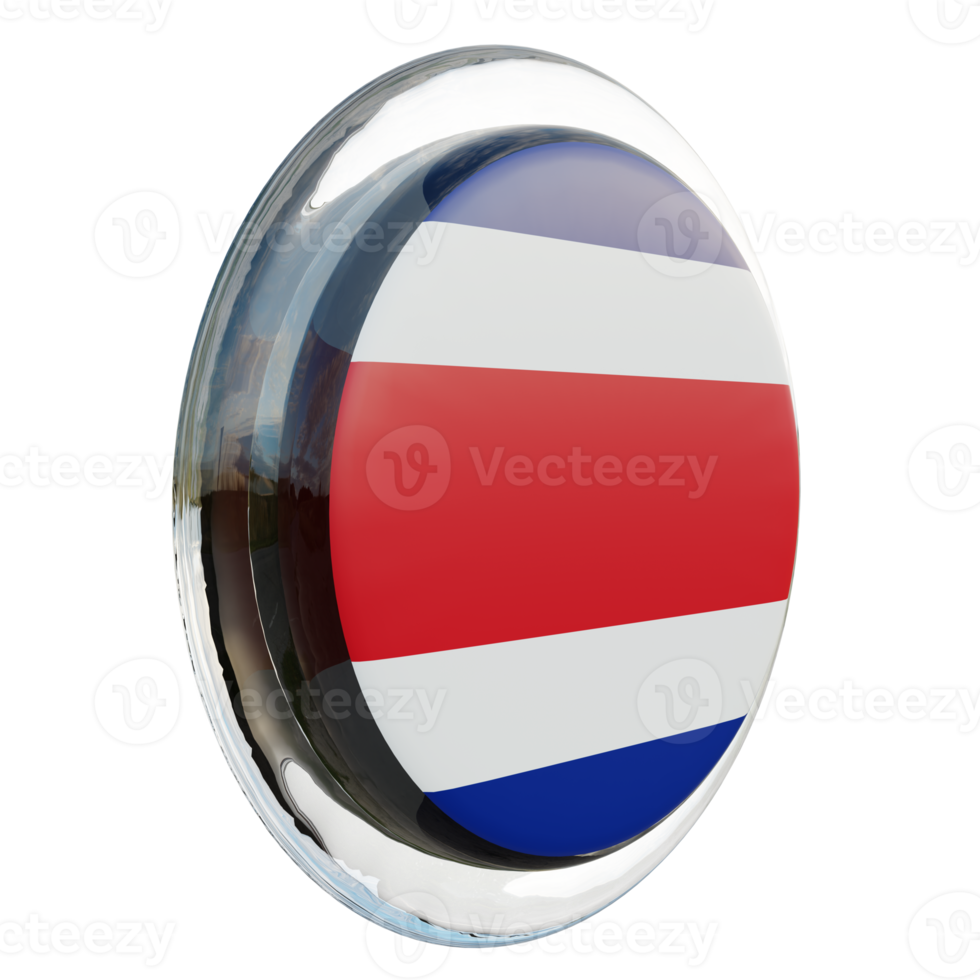 Costa Rica Left View 3d textured glossy circle flag png