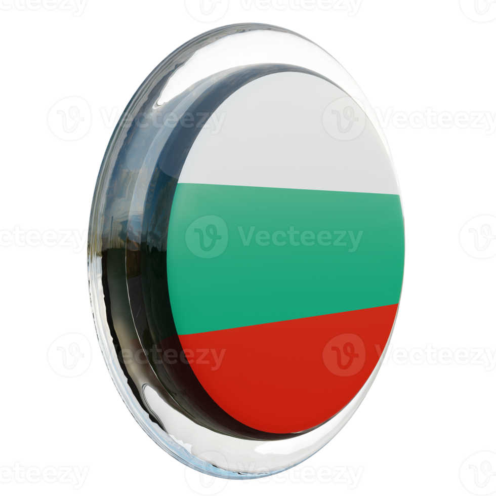 Bulgaria Left View 3d textured glossy circle flag png