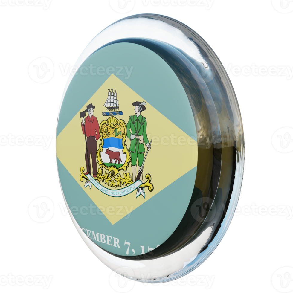 Delaware Right View 3d textured glossy circle flag png