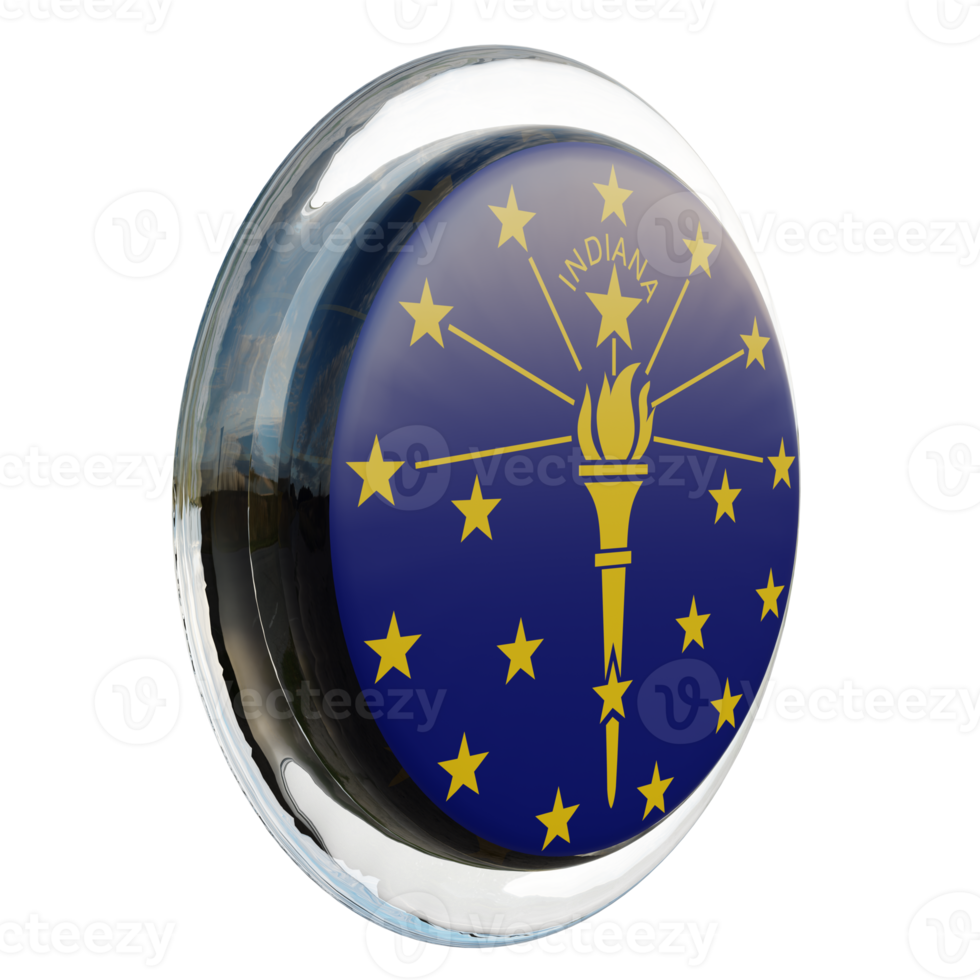 Indiana Left View 3d textured glossy circle flag png