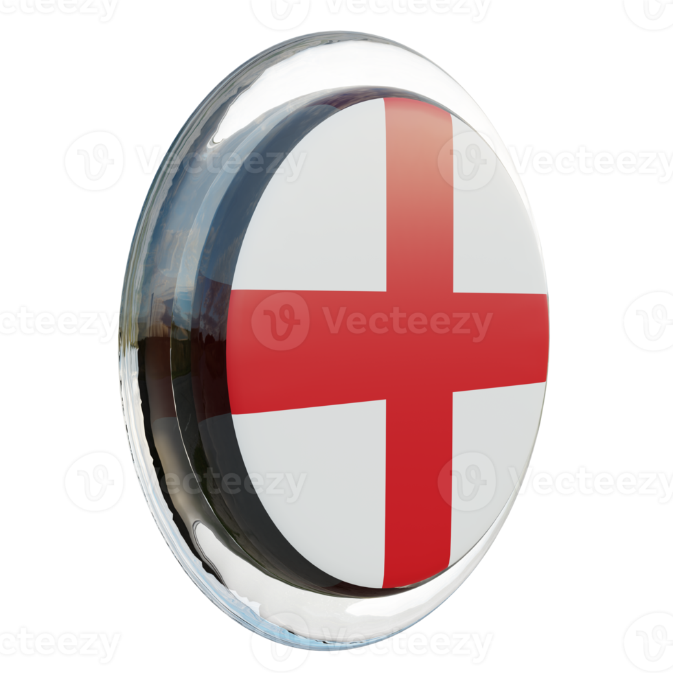 England Left View 3d textured glossy circle flag png