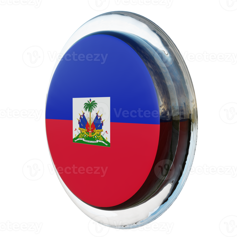 Haïti Rechtsaf visie 3d getextureerde glanzend cirkel vlag png