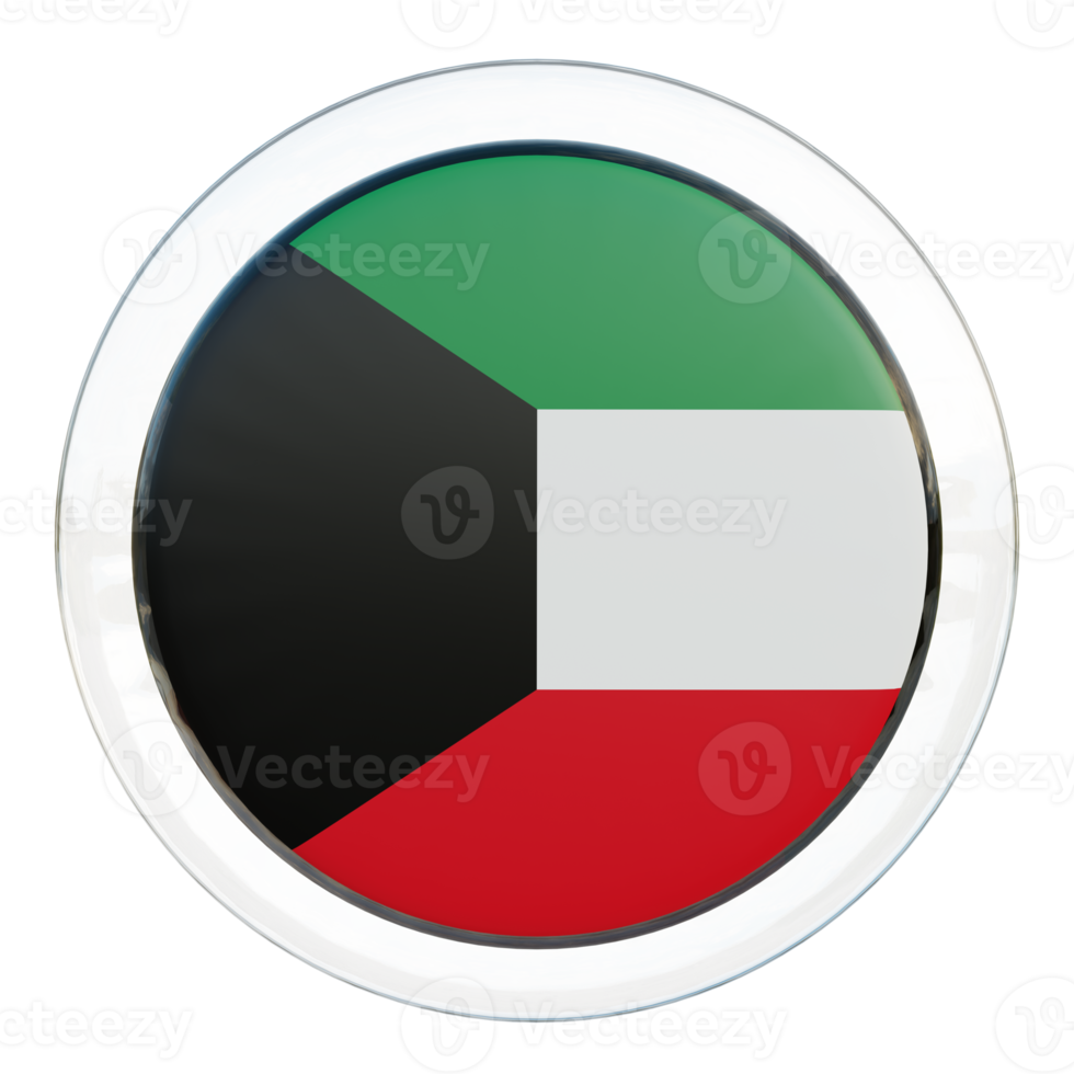 kuwait 3d texturerad glansig cirkel flagga png