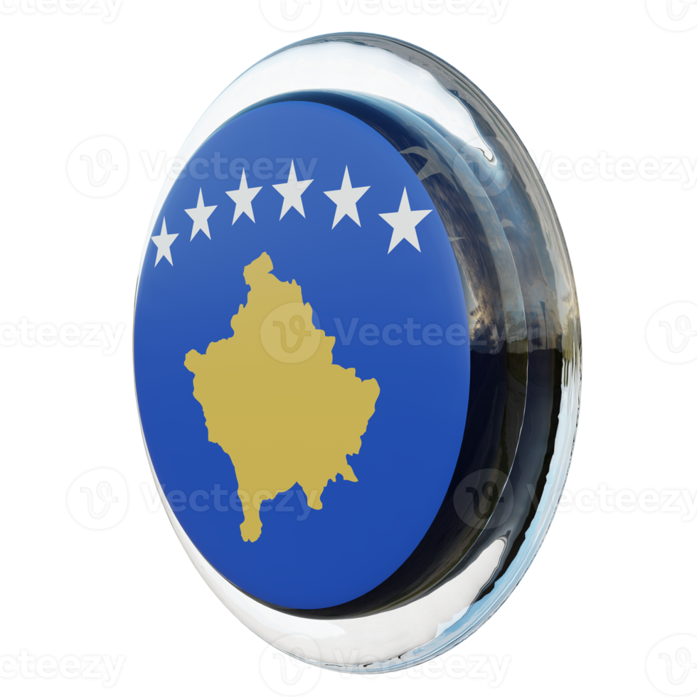 Kosovo Right View 3d textured glossy circle flag png